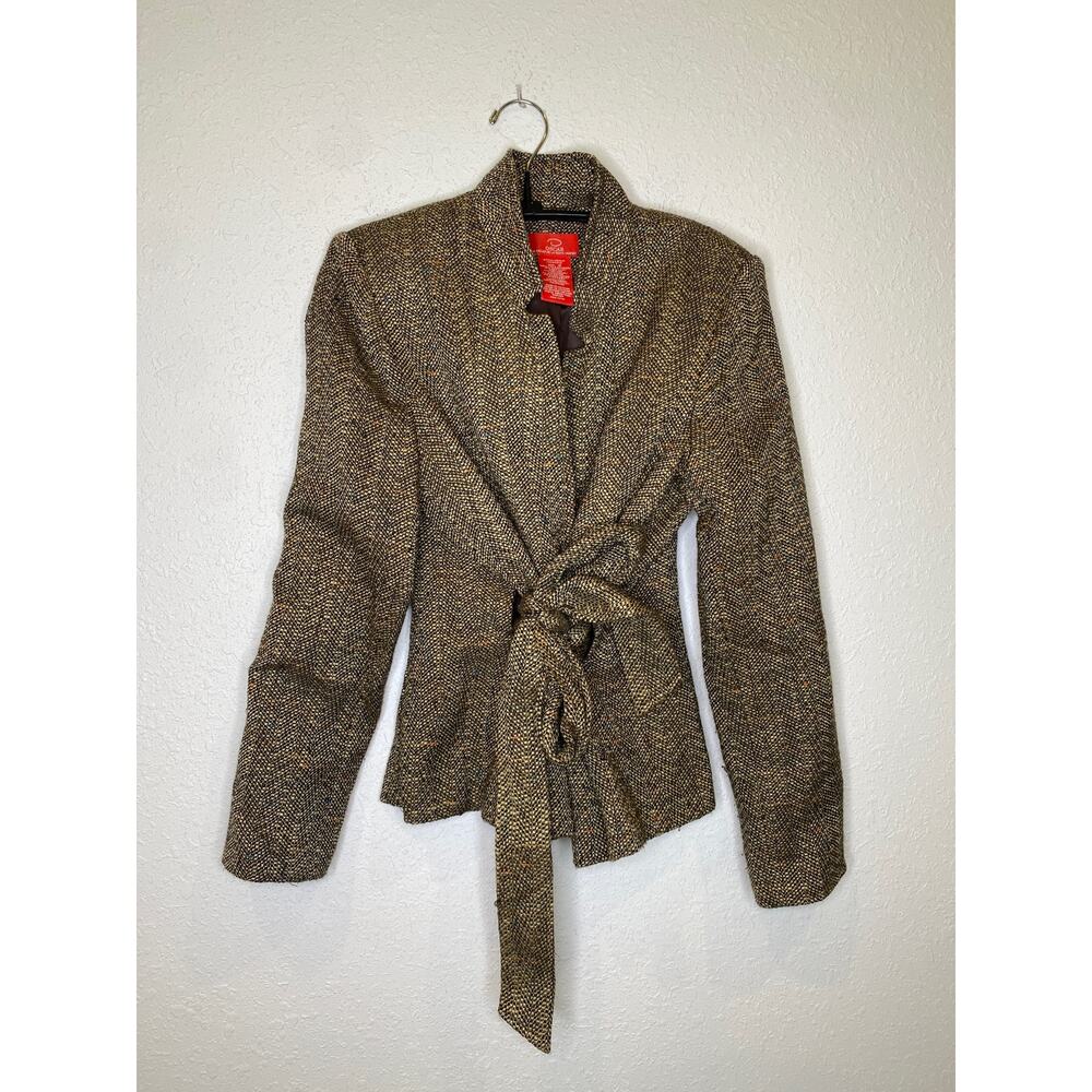 Oscar by Oscar De La Renta Blazer w/ Belt EUC Sz 10 Tweed Multicolored Brown Tan